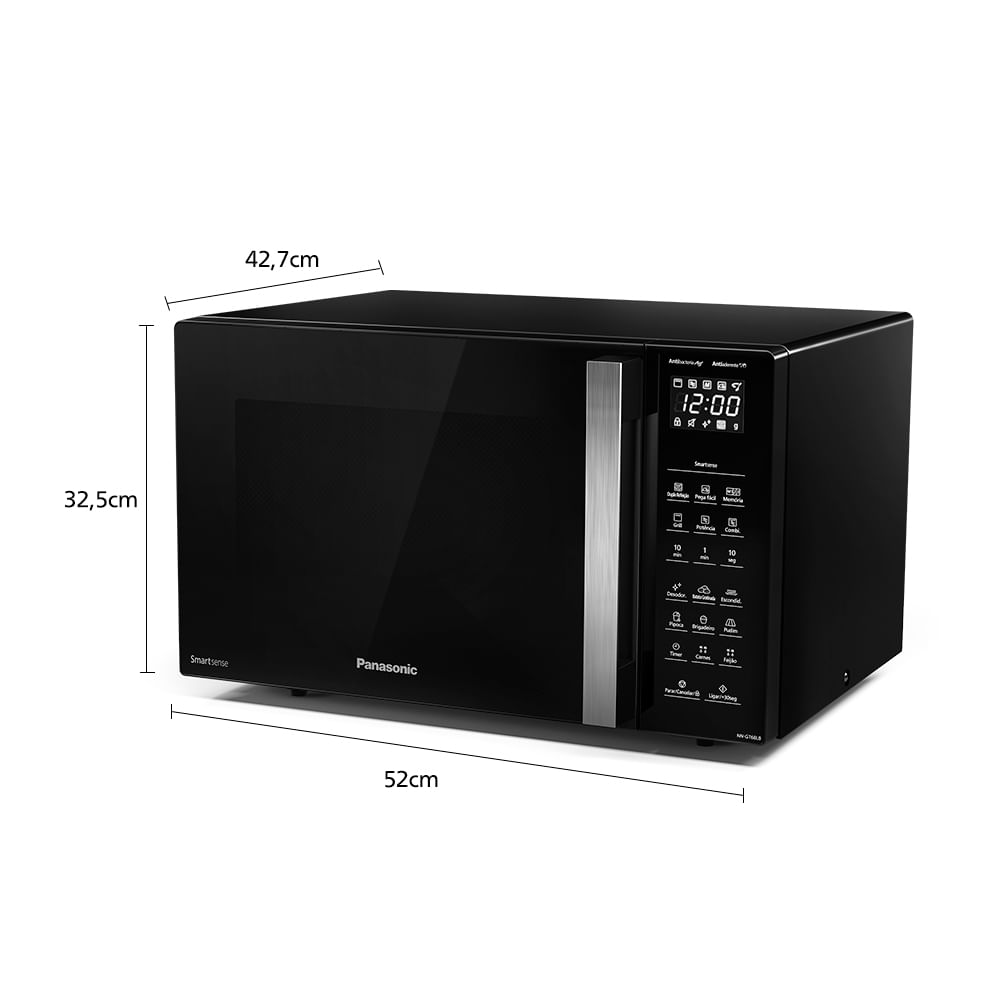 Microondas Panasonic Com SmartSense e Dupla Refeição 30L Preto - NN-GT68LBRU