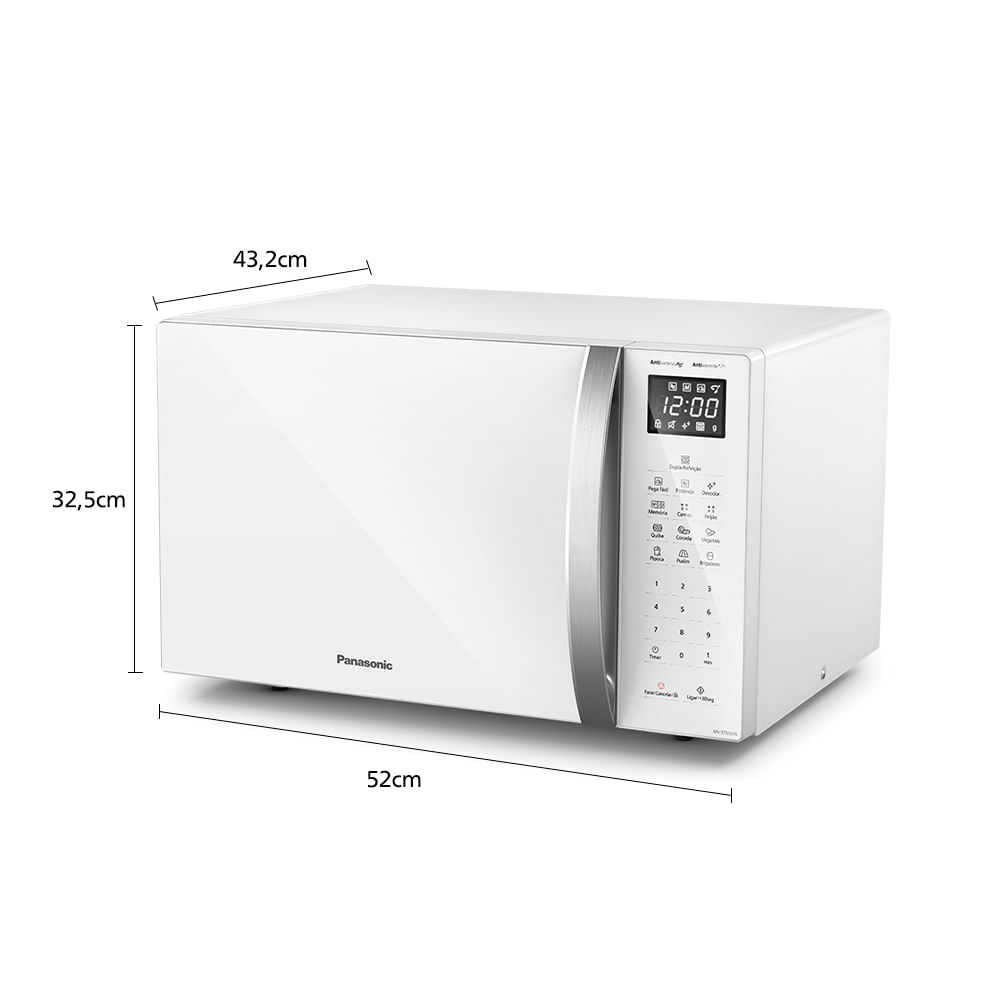 Microondas Panasonic Dupla Refeição 34L Branco - NN-ST65LWRU