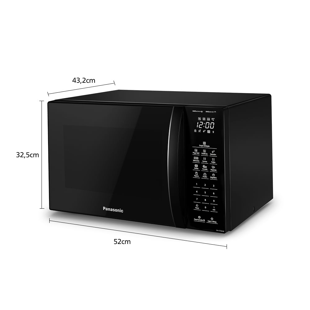 Microondas Panasonic  Dupla Refeição 34L Black Glass - NN-ST66NBRU