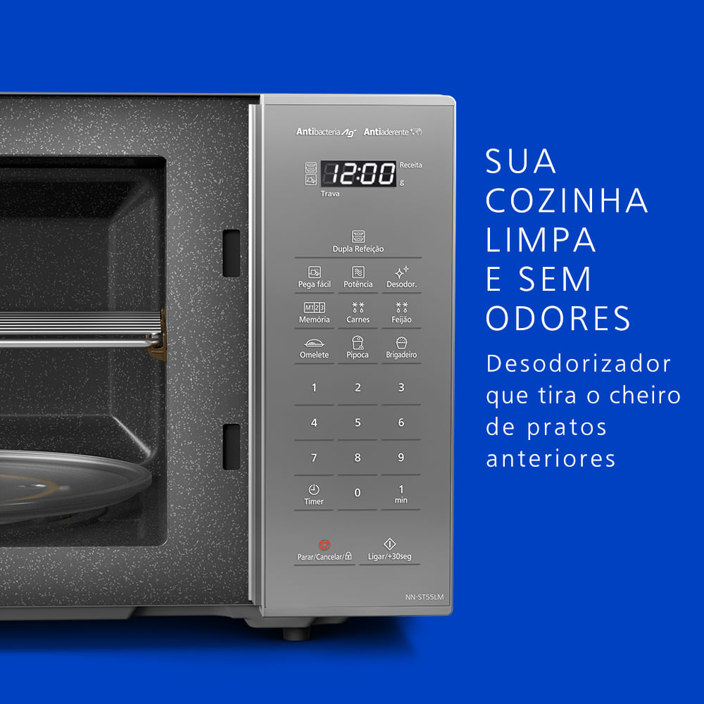 Micro-ondas Panasonic 27L 800W Prata ST55MSRU - Loja de Parceiros