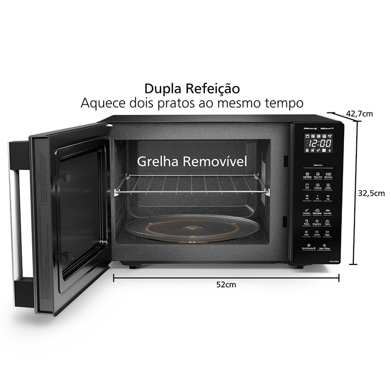 Micro-ondas Panasonic 30L 900W Preto GT68LBRU - Loja Online Panasonic