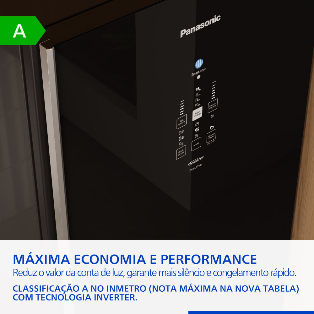Geladeira Panasonic BB71 Black Glass Frost Free NR-BB71GV7B - Loja