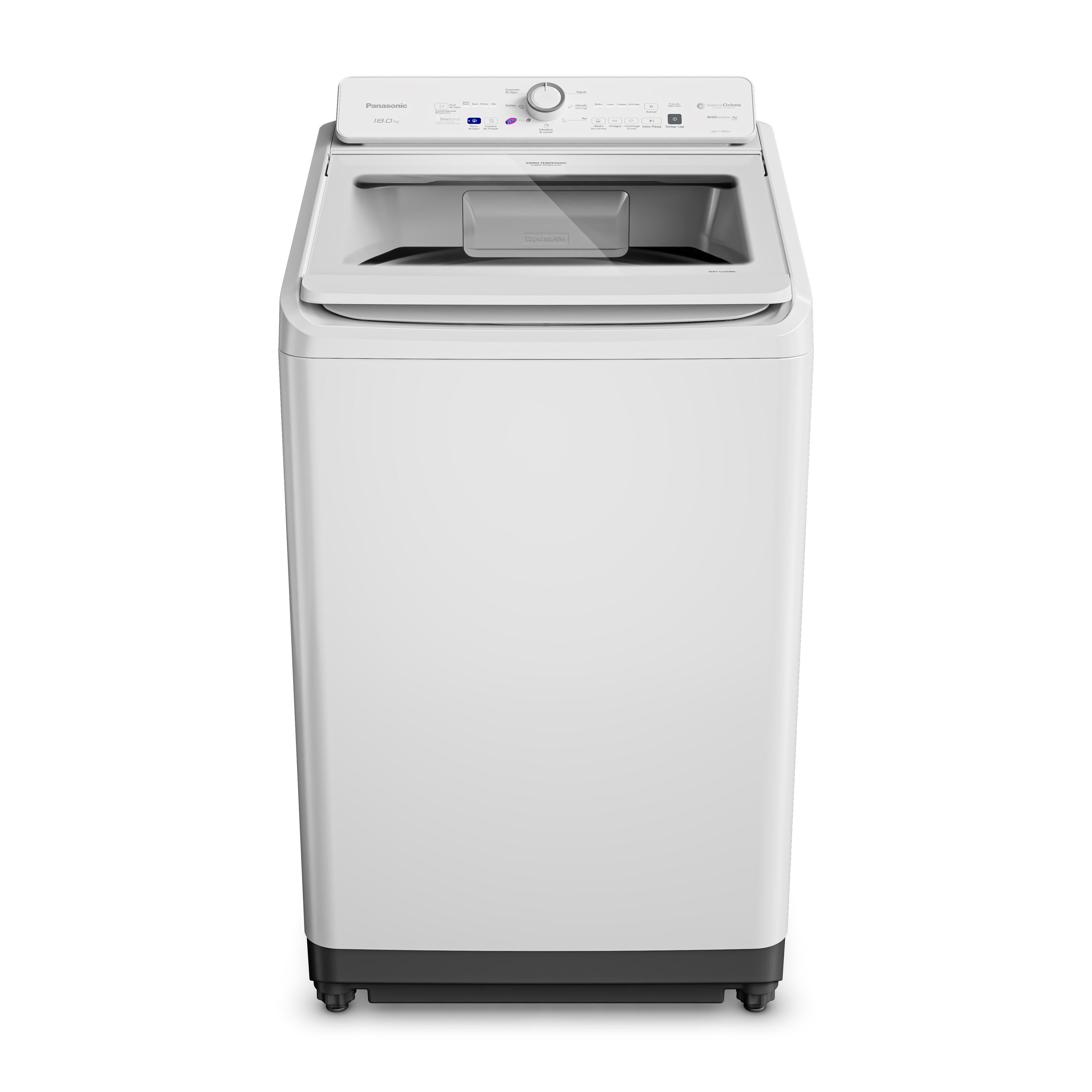 Máquina de lavar Intuitive+ Panasonic 18kg Lavagem Eficiente Sistema Ciclone Ciclo Pet Aroma Plus Branca - NA-F180D1W